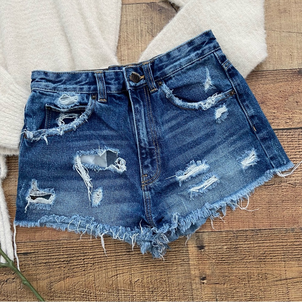 SHORTS Denim Jean Cutoffs ZARA Trafeluc Destroyed Denim SHORTS